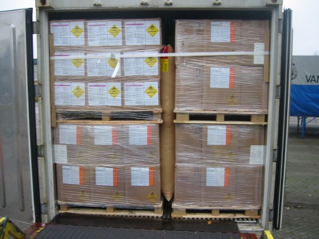 boxed goods in reefer container
